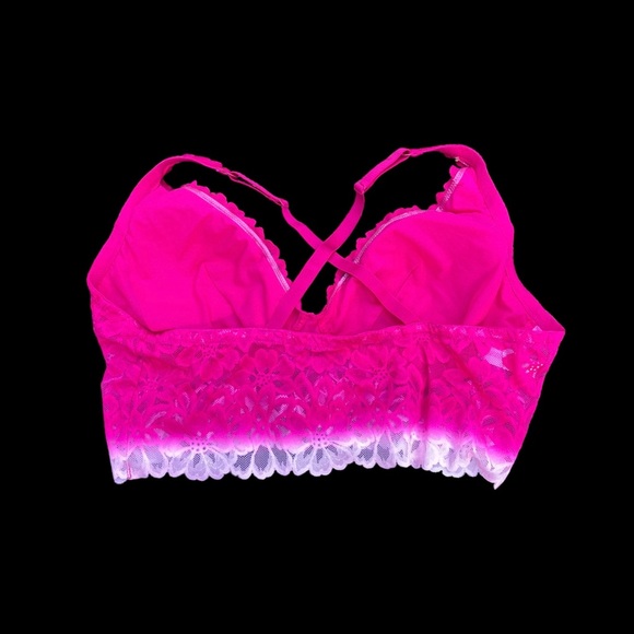 Womens Pink Bralette With Removable Pads Crossover Back Straps Adjustable Strap - Picture 3 of 6